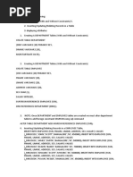 Creating A DEPARTMENT Tables