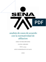 Analisis de Casos de Acuerdo Con La Normatividad de Afiliacion