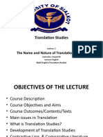 Translation Studies, Lecture 1