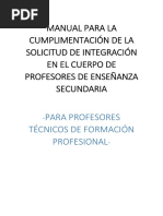 Manual para La Cumplimentación de La Solicitud de Integración en El Cuerpo de Profesores de Enseñanza Secundaria