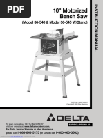 10" Motorized Bench Saw: (Model 36-540 & Model 36-545 W/Stand)