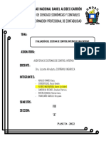 Evaluación Del Sistema de Control Interno de Una Entidad