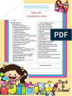 LISTA de Utiles de 3 Años