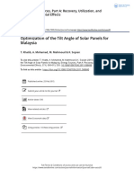 Optimization of The Tilt Angle of Solar Panels For Malaysia