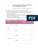 NEET UG 2022 July 17 2022 Question Paper Analysis