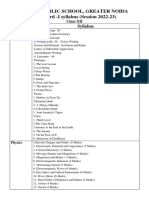 XII Pre Board I - Syllabus (Session 2022-23)