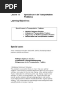 Lesson Special Cases in Transportation Problems