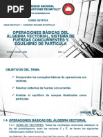 OPERACIONES BÁSICAS CON VECTORES, FUERZAS CONCURRENTES Y EQUIL DE PARTÍCULA FIC 2022-I VF