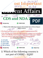 100 Current Affairs For CDS and NDA 1