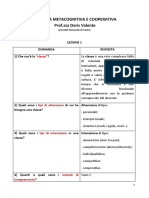 DIDATTICA METACOGNITIVA E COOPERATIVA - Possibili Domande D'esame