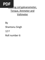 Moving Coil Galvanometer, Torque, Ammeter and Voltmeter