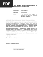 Escrito Penal Del Abogado Defensor Apersonándose Al Proceso Como Patrocinador de Dos Imputados