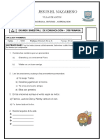 I.E.P Jesus El Nazareno: Examen Bimestral de Comunicación - 3ºb Primaria