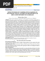 Effectiveness of Cooperative Learning in Secondary Social Studies of Department of Education Division of Zambales