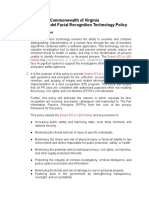 State Police Model Facial Recognition Technology Policy