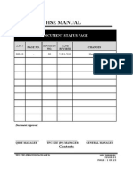 Hse Manual: Document Status Page