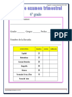 Sexto Grado Examen Segundo Trimestre Aprendizajes Clave