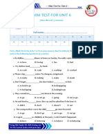 Mini Test For Unit 6 (Grammar)