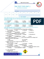 Mini Test For Unit 7 (Vocabulary)