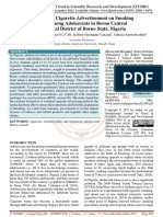 Influence of Cigarette Advertisement On Smoking Habit Among Adolescents in Borno Central Senatorial District of Borno State, Nigeria