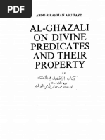 Al-Ghazali On Divine Predicates and Their Property