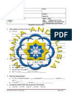 Worksheet 1 - Numbers Up To One Million, Addition and Substraction, Multiplication and Division