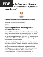 Wellbeing For Students - How Can We Make Assessments A Positive Experience?