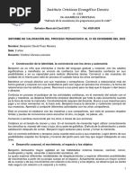 Informe Del 2 Cuatrimestre. Sala de 2 Años 2022. Benjamín David Pozo Moreira