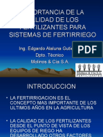 Importancia de La Calidad de Los Fertilizantes para Sistemas de Fertirriego (Molinos & Cía S.a)