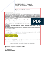 Termodinâmica - Turma A 3 Avaliação - 2 Chamada - 23/02/22