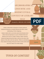 Litary, Biographical, Linguistic and Socio-Cultural Context of Literary Text