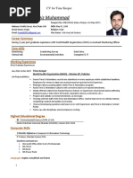 Fazal Wahid CV - Store Keeper