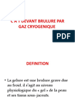 C A T Devant Brulure Par Gaz Cryogenique