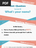 Unit 1 Questions: What's Your Name?