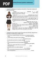 Standard - Grammar - U1.3 - Present Perfect - Present Perfect Continuous