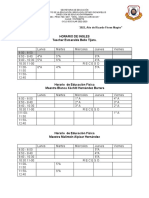 Horarios de Educación Física e Inglés