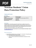 Newman Students Union Data Protection Policy 2023