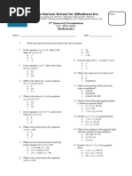 Second Quarterlt Exam in Math 2022-2023