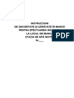 Instrucţiuni de Securitate Şi Sănătate În Muncă Pentru Efectuarea Instruirii La Locul de Muncă Staţia de Apă Nistru Nr.