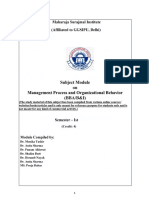 Management Process and Organizational Behaviour (MPOB) - Code-101 - BBA (Gen.) - Sem. I