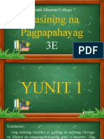 Masining Na Pagpapahayag Yunit 1