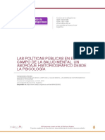 Las Políticas Públicas en El Campo de La Salud Mental. Un Abordaje Historiográfico Desde La Psicología