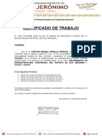 Certificado de Trabajo San Jeronimo