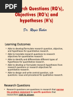 Unit 4 Research Questions Objective N Hypothesis