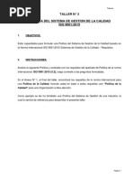 D SIG AONLINE Material Adicional 04 Curso Interpretación de La Norma ISO 9001 2015 Taller 3 Política SGC ISO 9K 2015 Resuelto