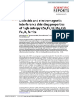 Dielectric and Electromagnetic Interference Shielding Properties of High Entropy (ZN, Fe, Ni, MG, CD) Fe o Ferrite