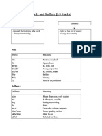 Prefix and Suffixes