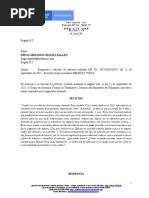 Respuesta A Derecho de Petición Radicado MT No. 20213031816922 Del 21 de Septiembre de 2021 - Revisión Técnico Mecánica RENAULT TWIZY.