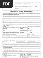 Application For A Permit For Residence or Work