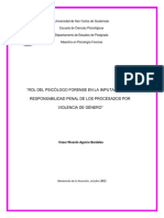 Rol Del Psicólogo Forense en La Imputabilidad Y Responsabilidad Penal de Los Procesados Por Violencia de Género